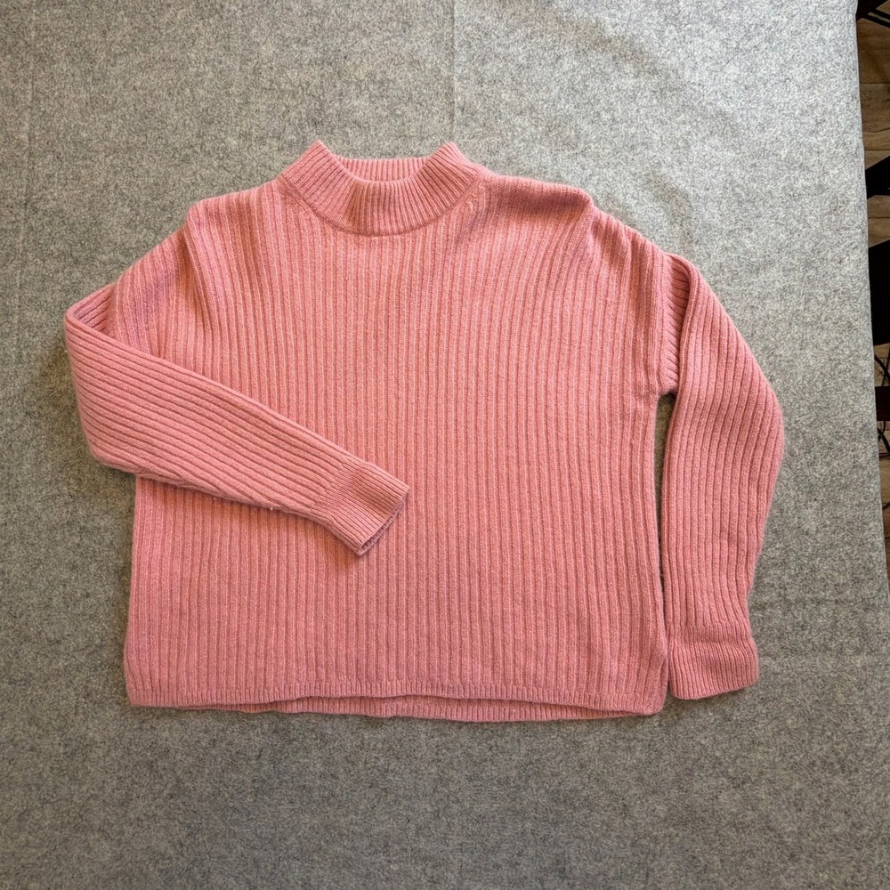 Madewell Sweater Women Small Pink Excellent Cashmere Wool Ribbed Mock Neck